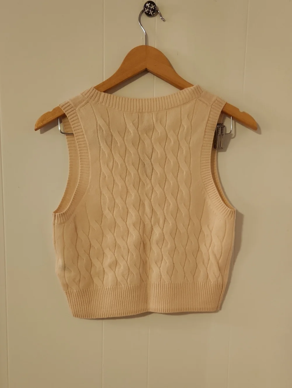NWT J. Crew Cream Cable Knit Button-Front Tank Vest 100% Cashmere